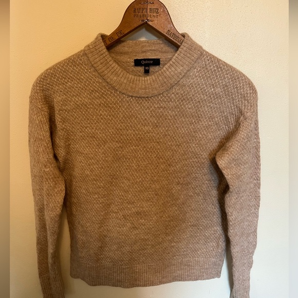 Quince Baby Alpaca-Wool Diamond Stitch Crew Women's Sweater - XS - Picture 3 of 7